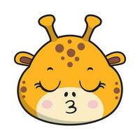 Giraffe Kissing Face Sticker Emoticon Head Isolated vector