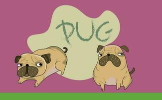 cute funny crazy pug dog cartoon vector