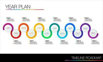 12 months projects year plan , time line milestone vector