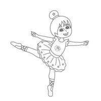 Dancing Ballerina cute Girl Coloring page vector