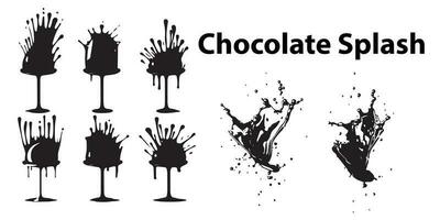 un conjunto de silueta chocolate chapoteo vector. vector