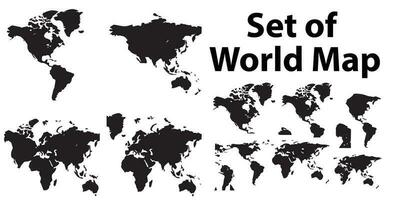 A set of silhouette world map vector illustration