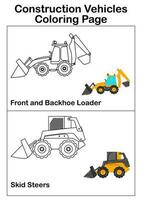 Construction vehicles coloring page vector