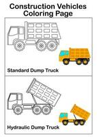 Construction vehicles coloring page vector