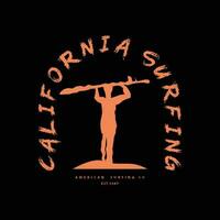 California surfing illustration for t shirt, poster, logo, sticker, or apparel merchandise. vector