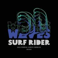 Surf rider California illustration typography. perfect for t shirt design vector