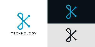 Abstract letter k logo icon design for tech icon identity vector