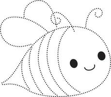 bee dotted line practice draw cartoon doodle kawaii anime coloring page cute illustration drawing clip art character chibi manga comic vector