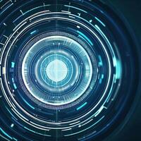 Premium Abstract Conceptual HUD and circuit board space futuristic technology ui interface hologram for business and education. photo