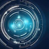 Premium Abstract Conceptual HUD and circuit board space futuristic technology ui interface hologram for business and education. photo