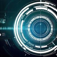 Premium Abstract Conceptual HUD and circuit board space futuristic technology ui interface hologram for business and education. photo