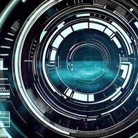 Premium Abstract Conceptual HUD and circuit board space futuristic technology ui interface hologram for business and education. photo