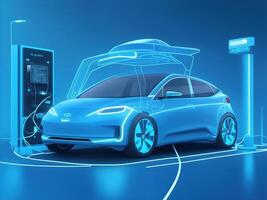 Smart futuristic car hologram HUD UI. Abstract virtual graphic touch user interface.Auto service concept. Scanning and automobile data analysis. photo