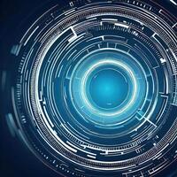 Premium Abstract Conceptual HUD and circuit board space futuristic technology ui interface hologram for business and education. photo
