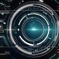 Premium Abstract Conceptual HUD and circuit board space futuristic technology ui interface hologram for business and education. photo