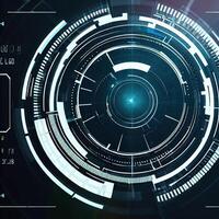 Premium Abstract Conceptual HUD and circuit board space futuristic technology ui interface hologram for business and education. photo