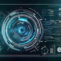 Premium Abstract Conceptual HUD and circuit board space futuristic technology ui interface hologram for business and education. photo