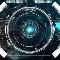 Premium Abstract Conceptual HUD and circuit board space futuristic technology ui interface hologram for business and education. photo