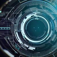 Premium Abstract Conceptual HUD and circuit board space futuristic technology ui interface hologram for business and education. photo
