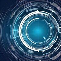 Premium Abstract Conceptual HUD and circuit board space futuristic technology ui interface hologram for business and education. photo
