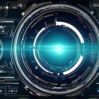 Premium Abstract Conceptual HUD and circuit board space futuristic technology ui interface hologram for business and education. photo