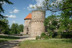 View of the medieval Cesis Castle in Latvia photo