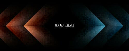 3D orange blue techno abstract background overlap layer on dark space with glowing lines decoration. Modern graphic design element future style concept for banner, flyer, card, or brochure cover vector