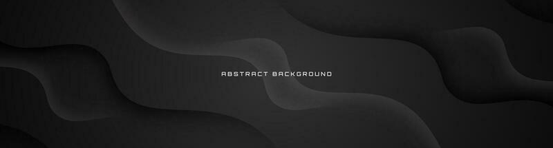 3D black geometric abstract background overlap layer on dark space with waves decoration. Minimalist modern graphic design element cutout style concept for banner, flyer, card, or brochure cover