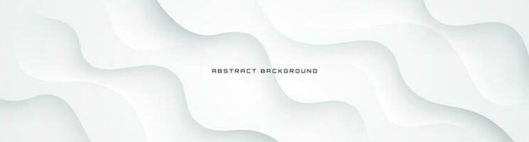 3D white geometric abstract background overlap layer on bright space with waves decoration. Minimalist modern graphic design element cutout style concept for banner, flyer, card, or brochure cover vector