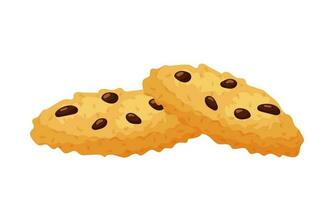 Chocolate chip cookies. Sweet pastries. Fat, high-calorie, unhealthy food. Dessert, yummy treat, treat. Illustration in cartoon flat style. Isolated on a white background. vector
