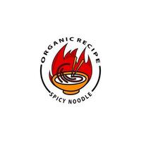 organic recipe spicy noodle logo design vector