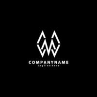 MW negative space creative logo design vector