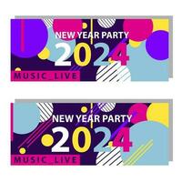 Abstract background new year 2024 banners memphis element design vector