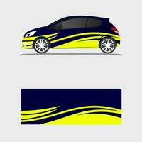 envolver coche etiqueta azul amarillo fuego creativo concepto vector