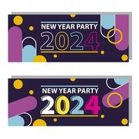 Abstract new year 2024 party banners circle element vector