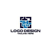 letra h con código de barras tecnología logo diseño vector