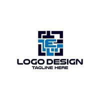 letra mi con código de barras tecnología logo diseño vector