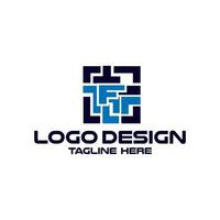 letra F con código de barras tecnología logo diseño vector