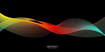 Abstract waves with colorful line background. Background for concept of AI technology, digital, communication, science, music vector