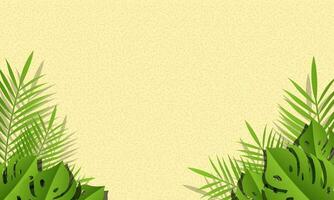 Hello Summer concept background design abstract illustration with exotic leaves. Summer background and banner vector