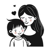 Happy Mother's day character design vector. Flat hand drawn style mom hugging daughter in her arm. Mother's day photo