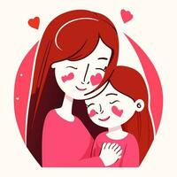 Happy Mother's day character design vector. Flat hand drawn style mom hugging daughter in her arm. Mother's day photo