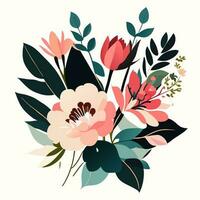 watercolor arrangements with small flower. Botanical illustration minimal style photo