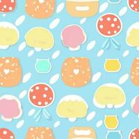 Cute seamless gentle summer and spring pattern with different flowers, leaves, berries and twigs. photo