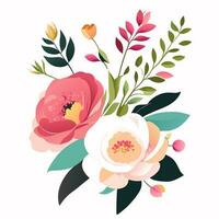 watercolor arrangements with small flower. Botanical illustration minimal style photo