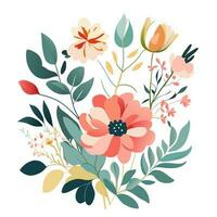 watercolor arrangements with small flower. Botanical illustration minimal style photo