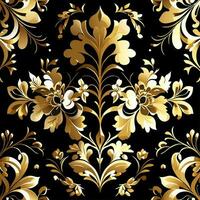Gold foil floral pattern, seamless photo