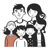 Happy family father, mother and child cute hand drawn pattern vector illustration design line drawing.