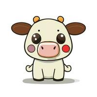 Cute Cartoon a Cow on white background vector