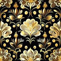 Gold foil floral pattern, seamless photo